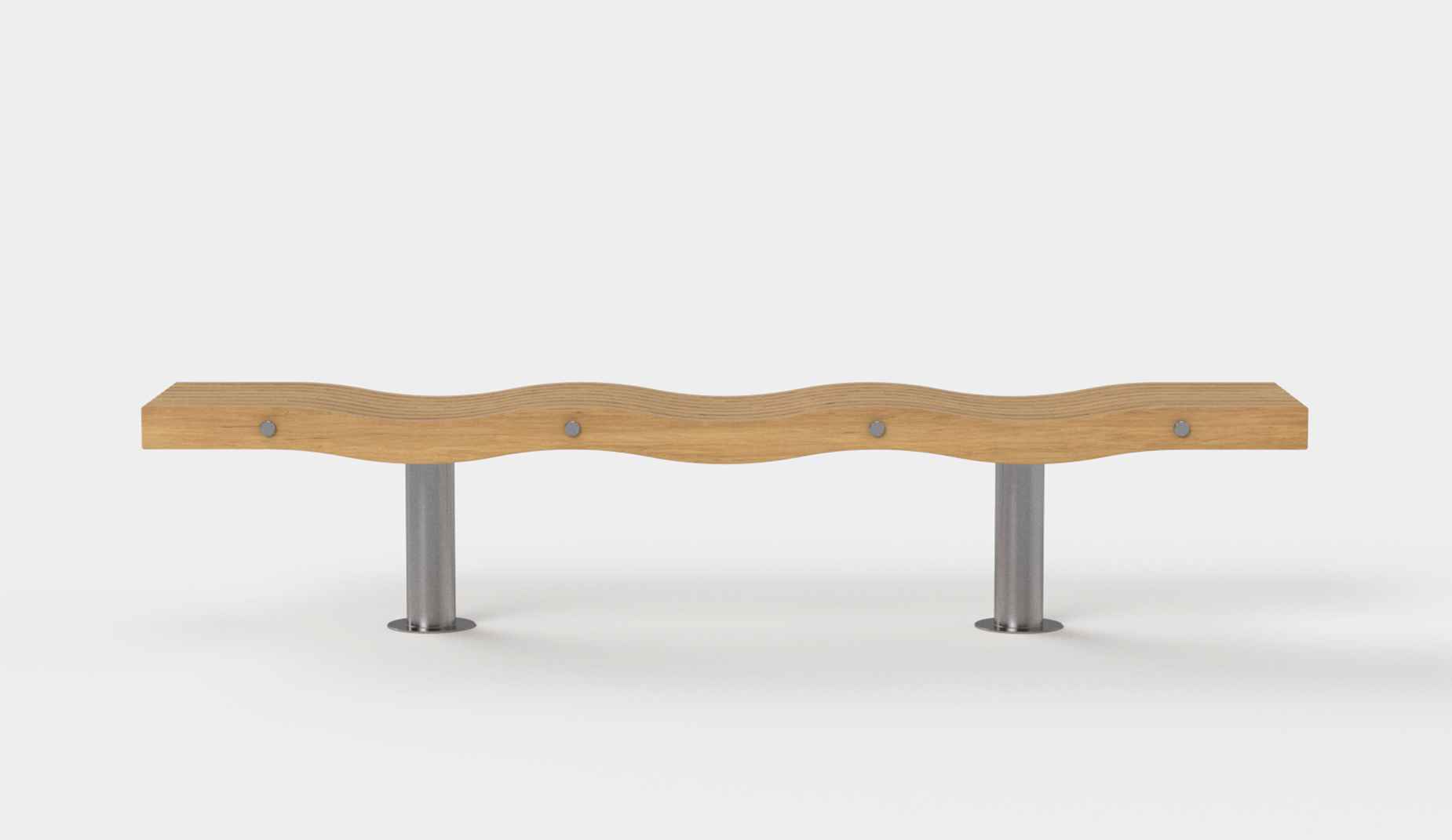 Serpentine bench in hardwood Factory Furniture