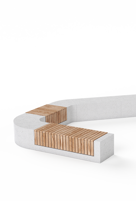 R-FF1046-C Rakt Bench (Concrete) Combo – View 1 – 1660×1813