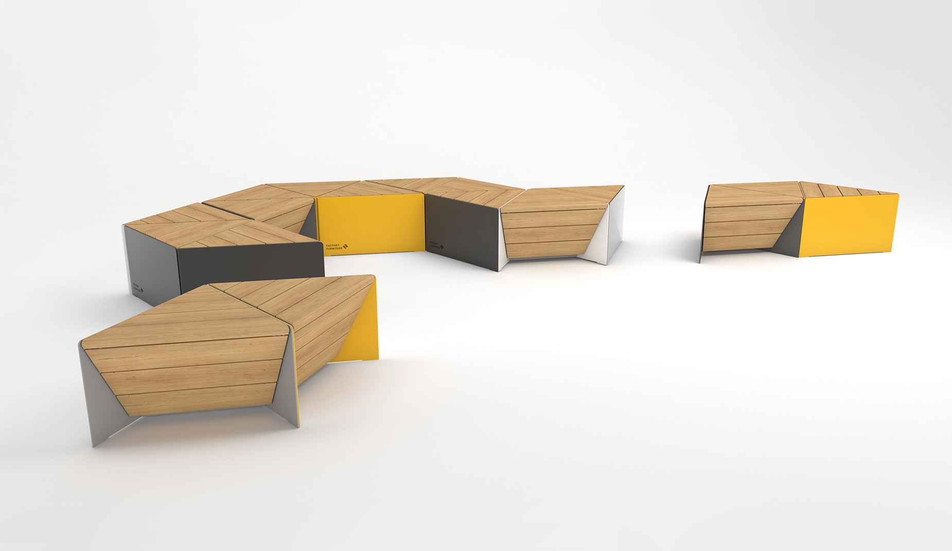 Sonobe bench in steel Factory Furniture