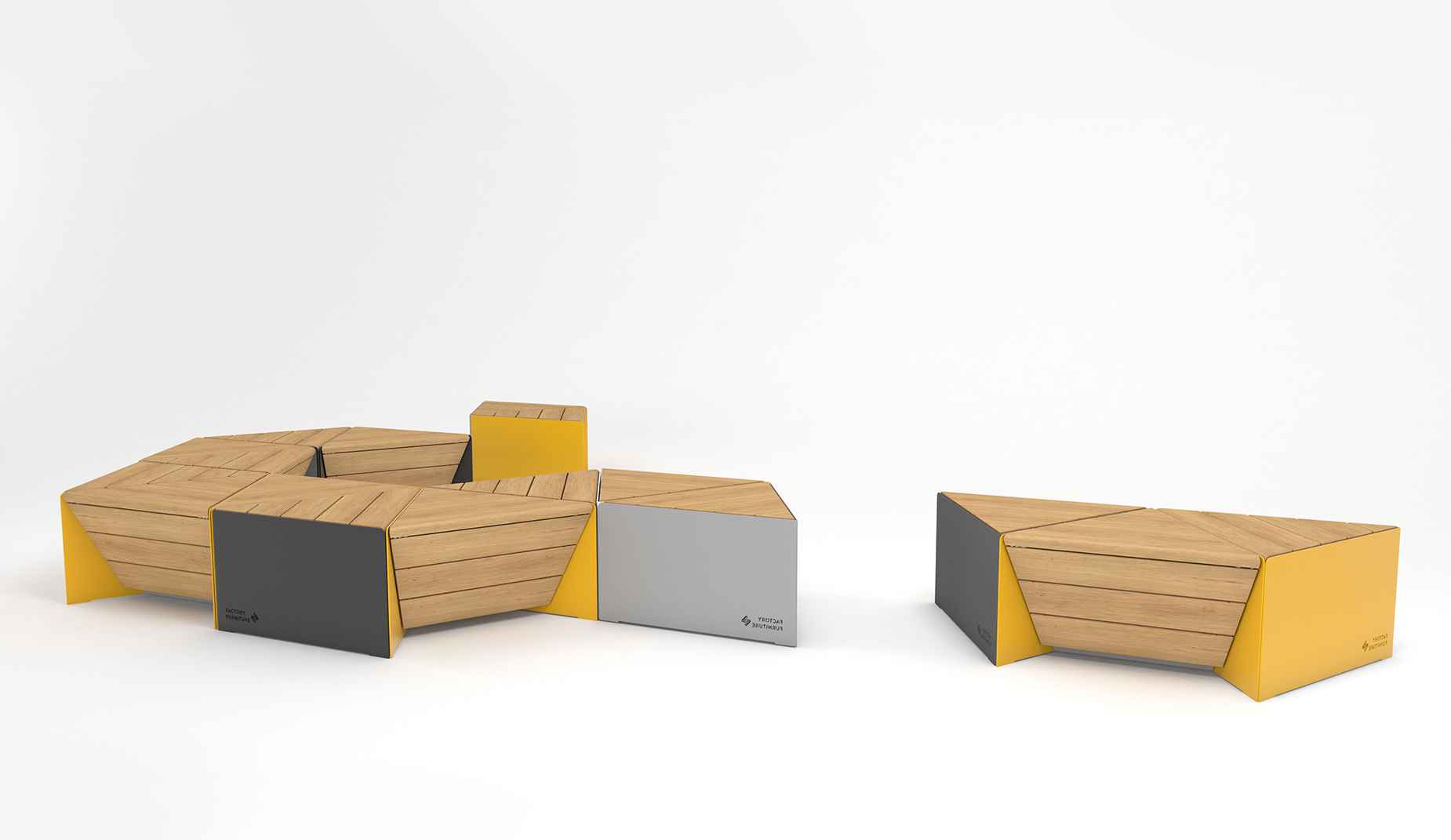 Sonobe bench in steel Factory Furniture