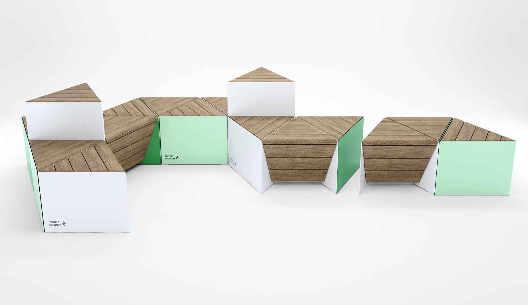 Sonobe bench in steel Factory Furniture