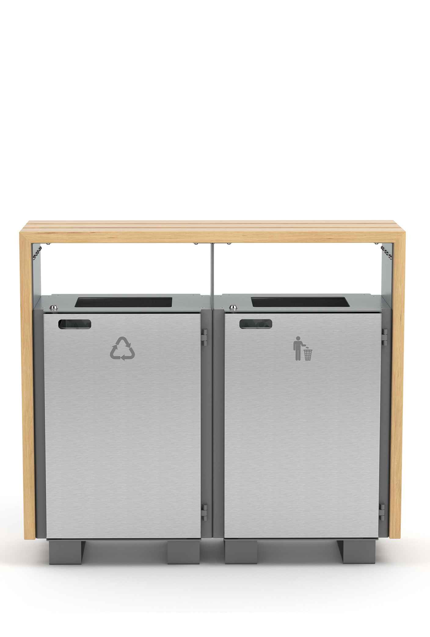 Double Bloc bin in hardwood Factory Furniture