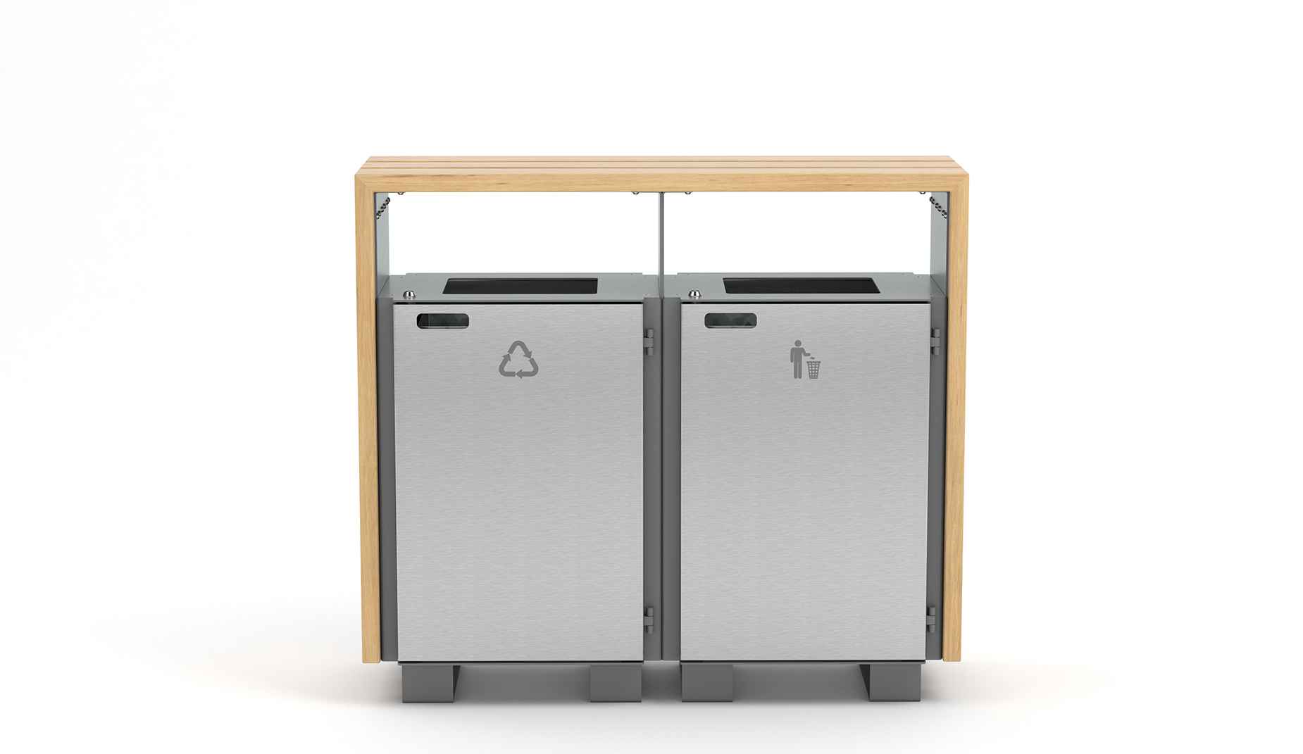 Double Bloc bin in hardwood Factory Furniture