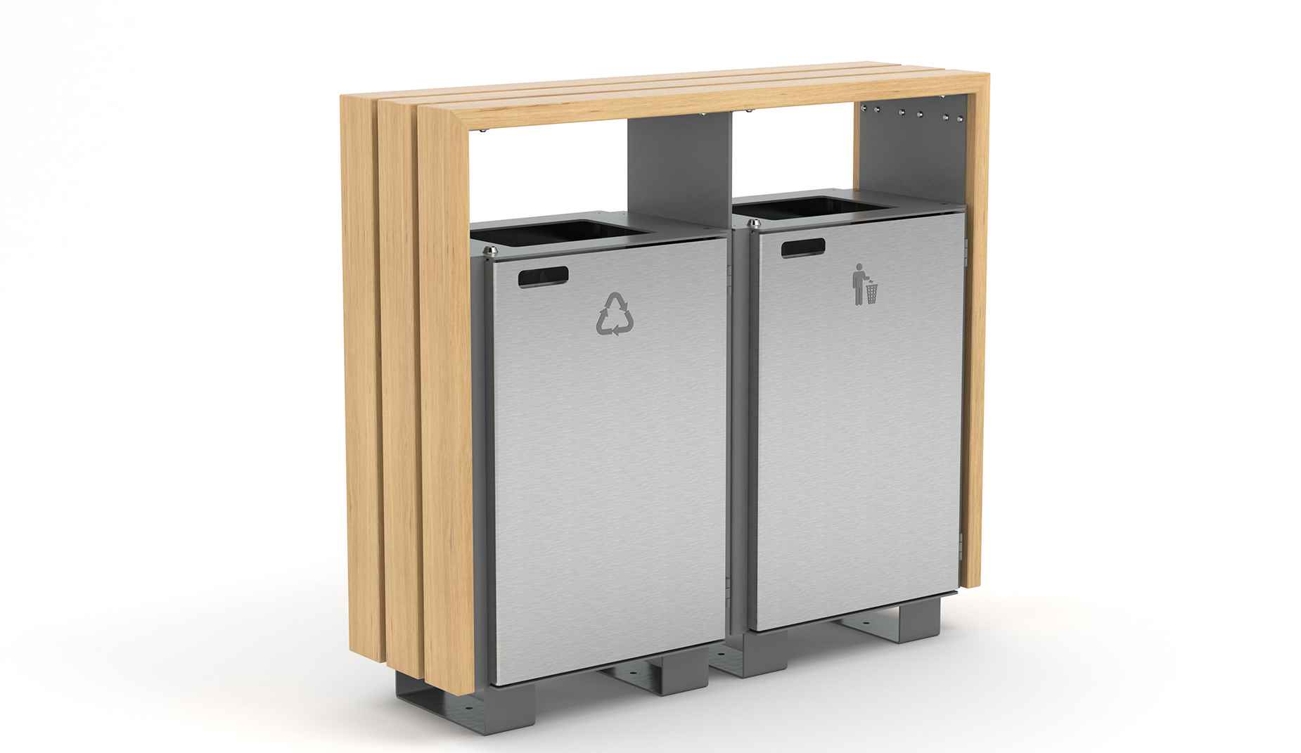 Double Bloc bin in hardwood Factory Furniture