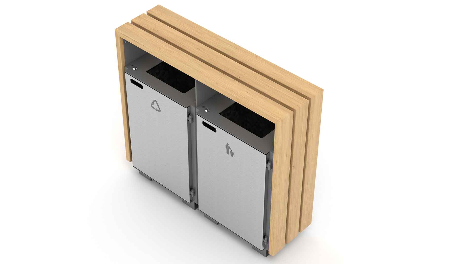 Double Bloc bin in hardwood Factory Furniture