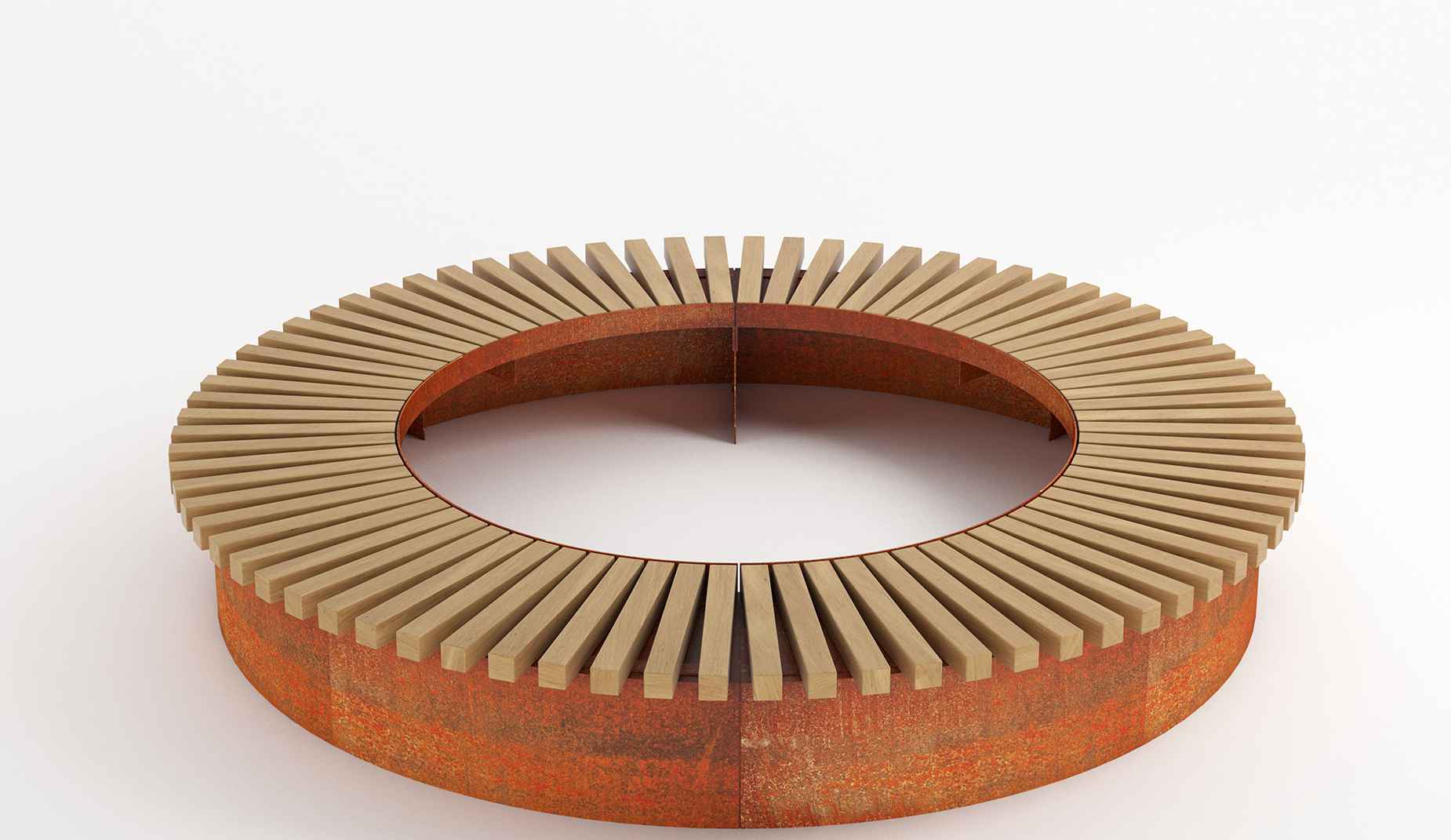 CUBIT Round Planter Bench in hardwood Factory Furniture