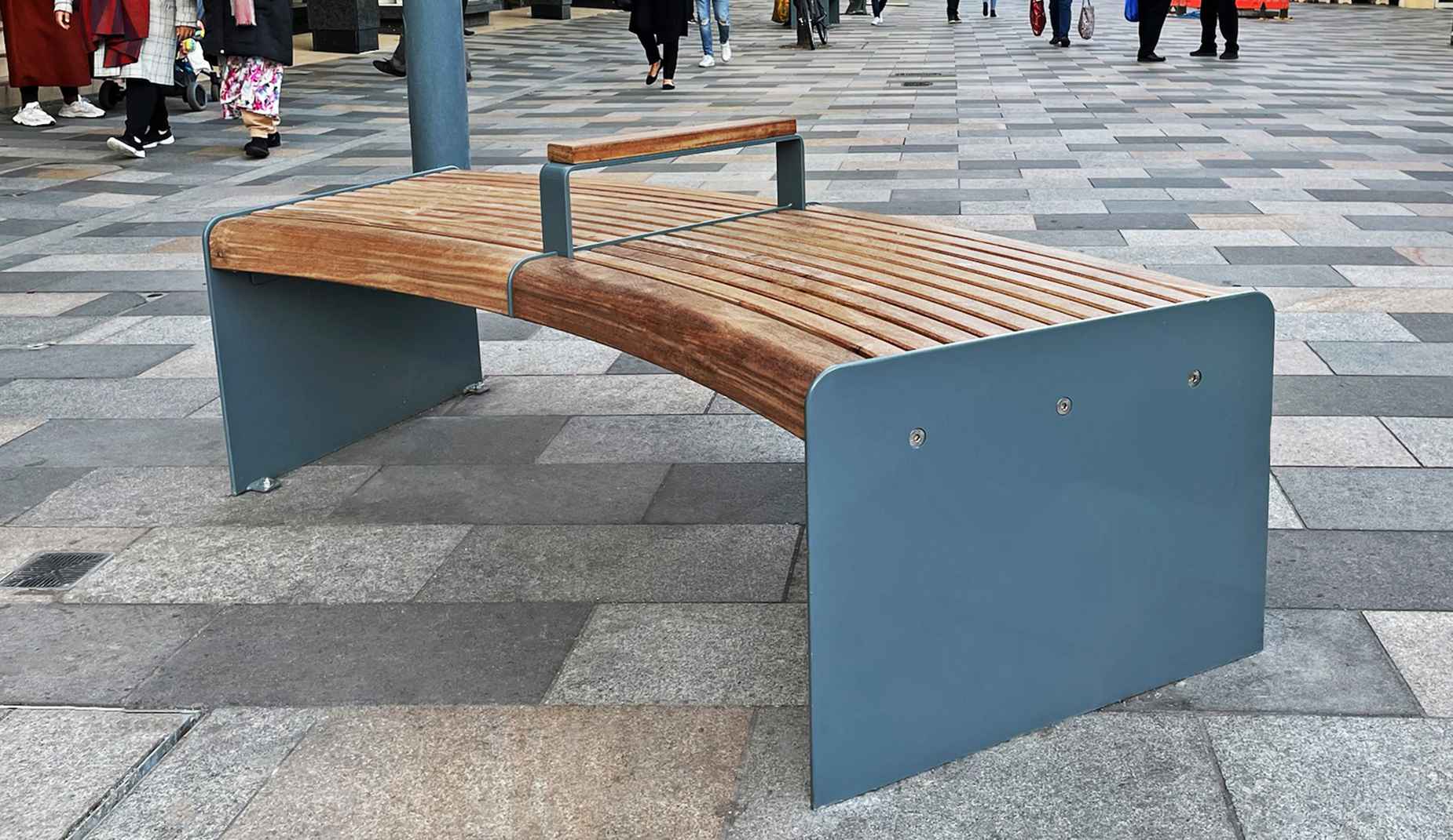 Ilford Curved bench in hardwood Factory Furniture