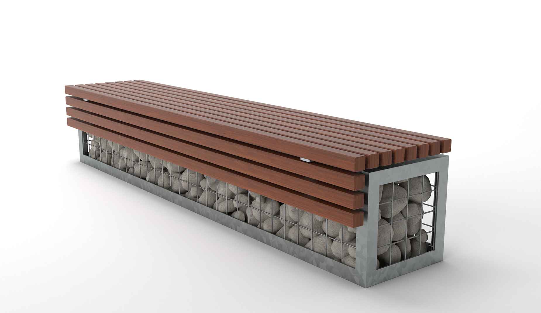 TORD Gabion Bench in hardwood Factory Furniture