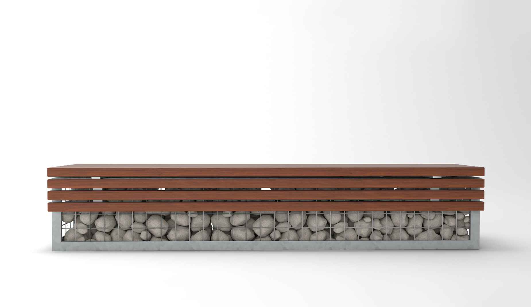 TORD Gabion Bench in hardwood Factory Furniture