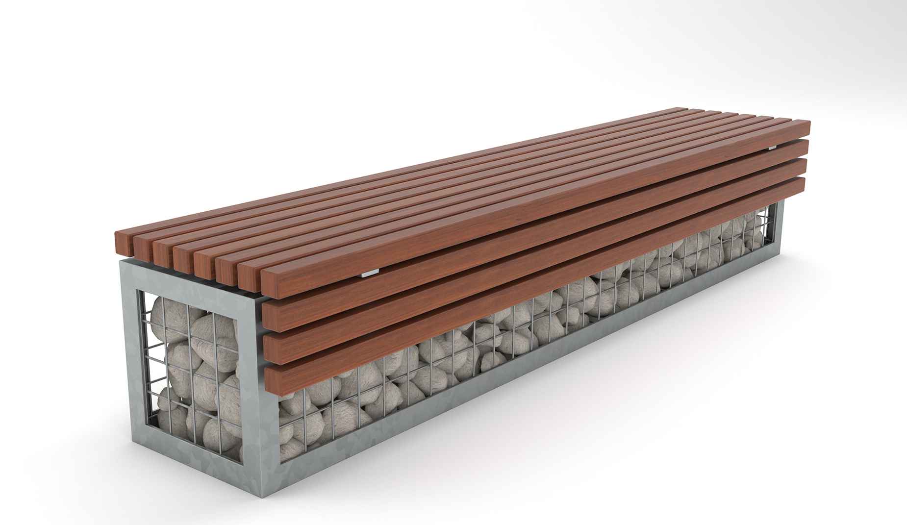 TORD Gabion Bench in hardwood Factory Furniture