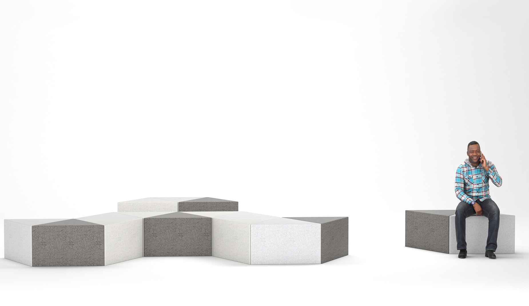Sonobe bench in concrete Factory Furniture