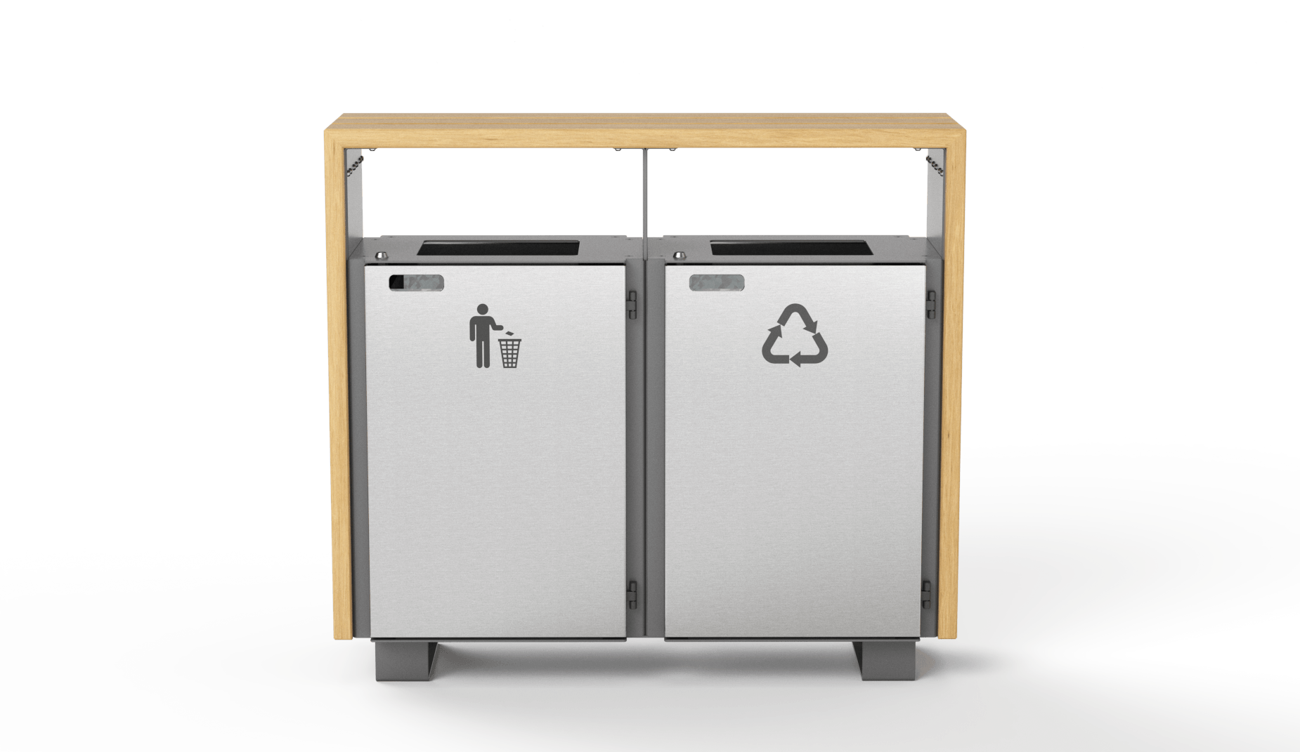 Double Bloc bin in hardwood Factory Furniture