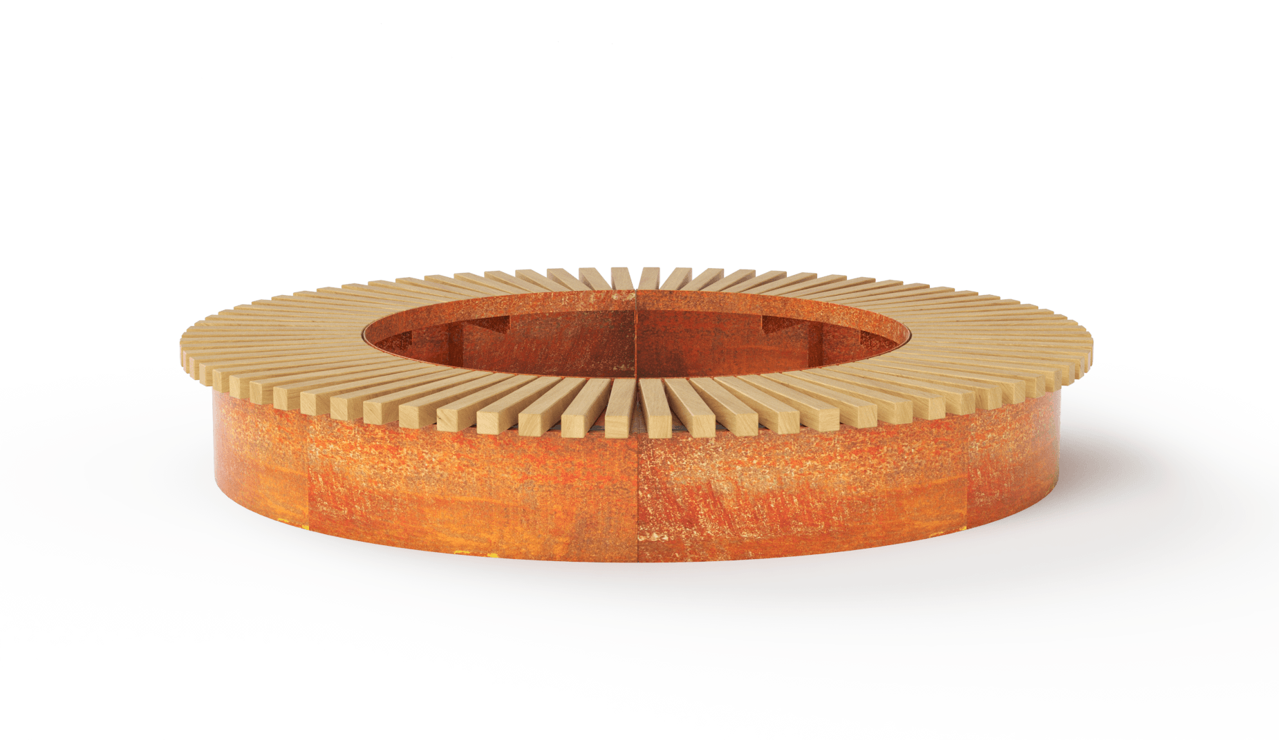 CUBIT Round Planter Bench in hardwood Factory Furniture
