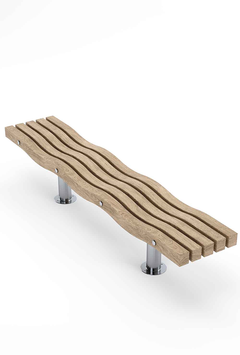 Serpentine five slat bench in hardwood Factory Furniture