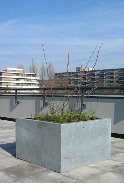 Galvanised Square Planter in steel Factory Furniture