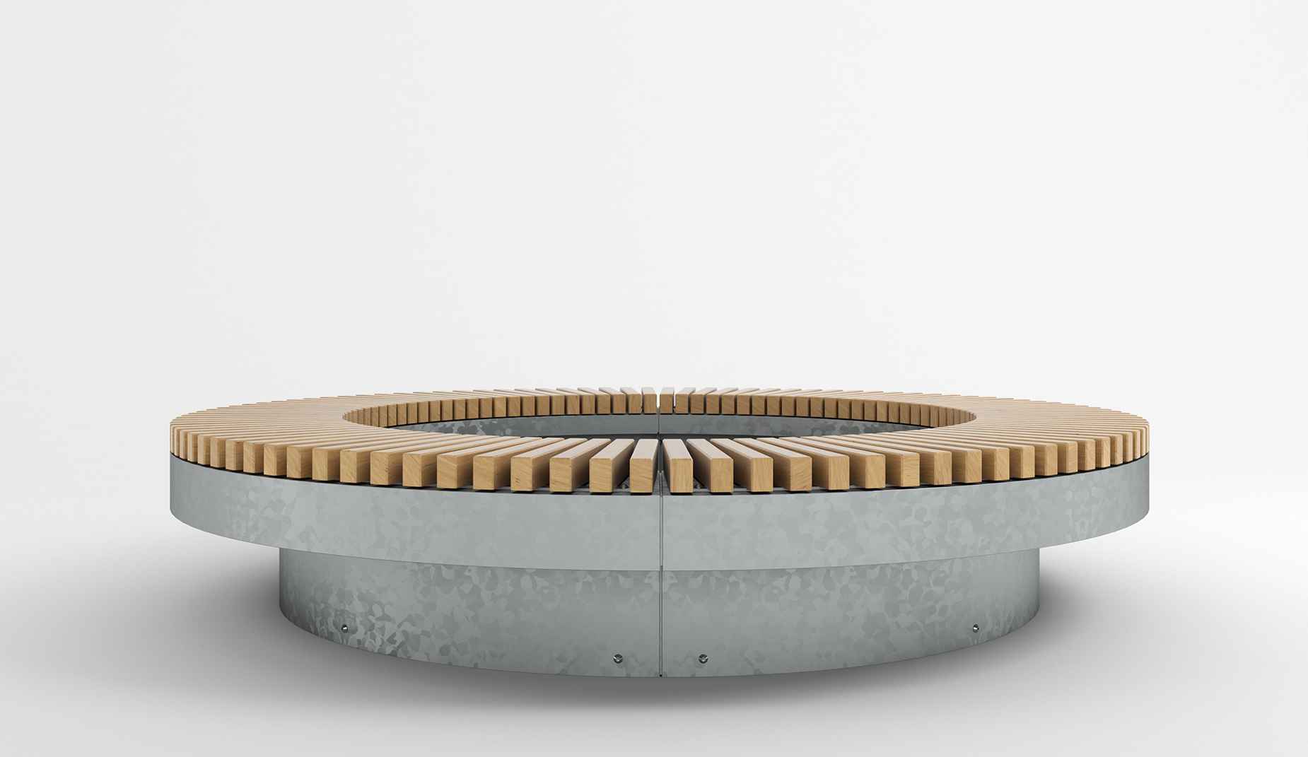 TopHat Planter Bench in steel  and hardwood Factory Furniture