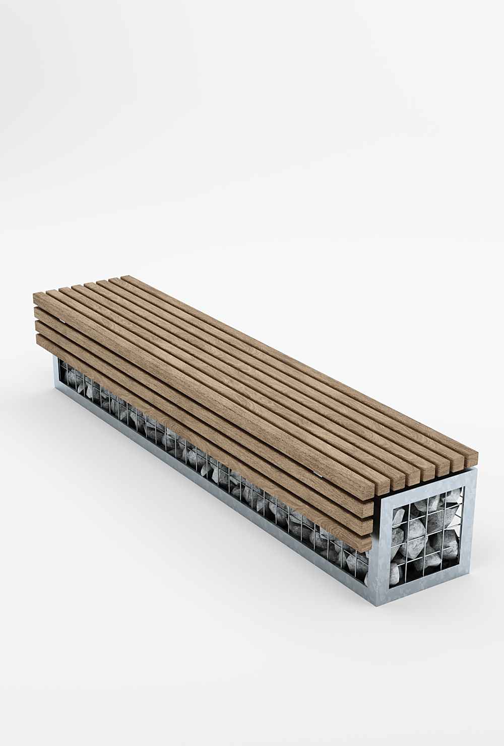 Gabion Tord Bench in hardwood Factory Furniture
