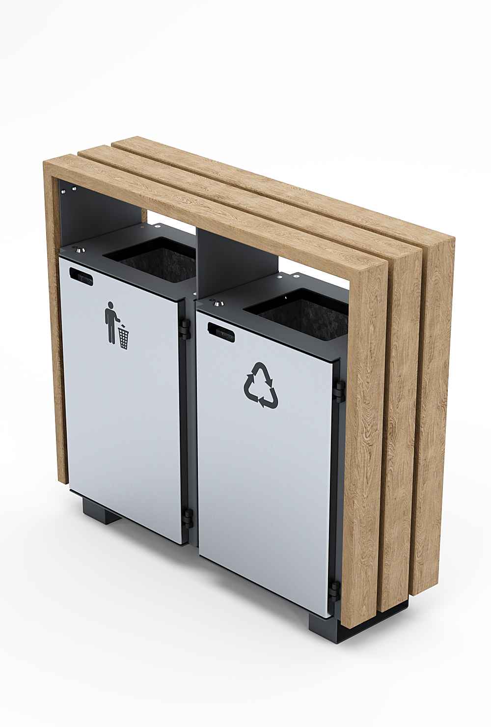Double Bloc bin in hardwood Factory Furniture