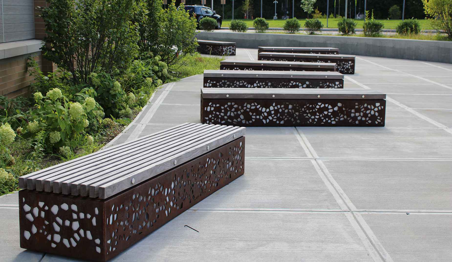 Soca Illuminated bench in hardwood Factory Furniture