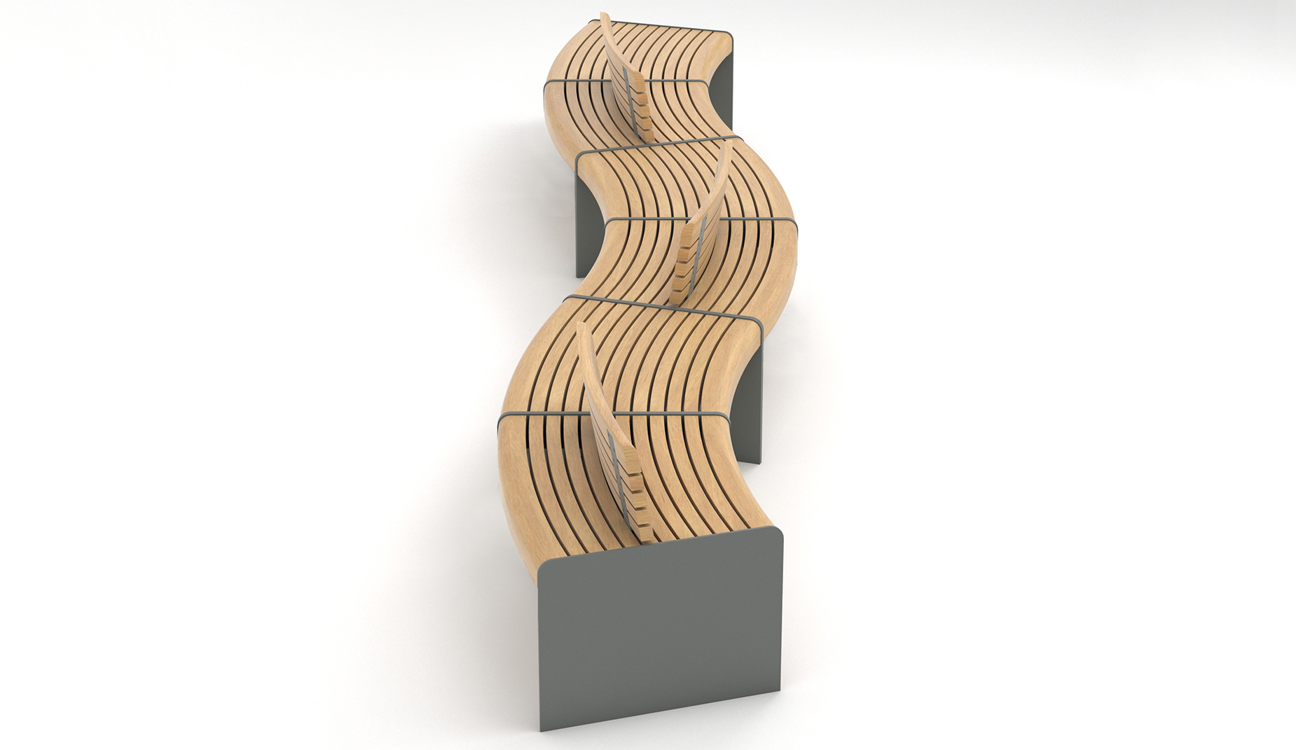 Ilford Curved seat in hardwood Factory Furniture