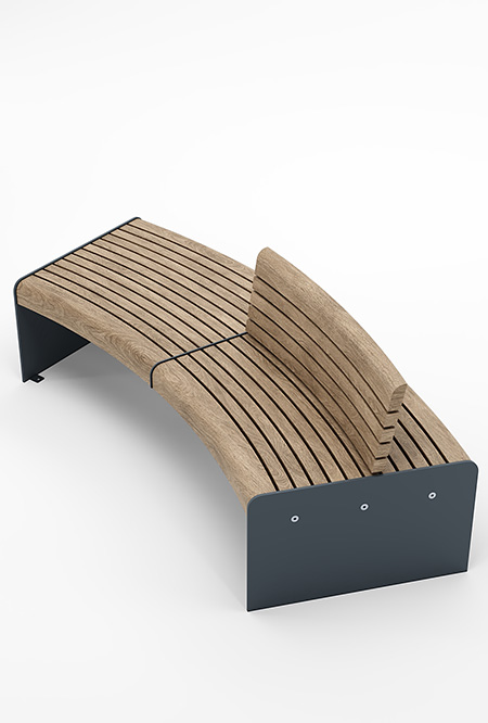Ilford Curved seat in hardwood Factory Furniture