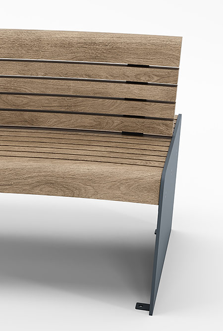 Ilford Curved seat in hardwood Factory Furniture