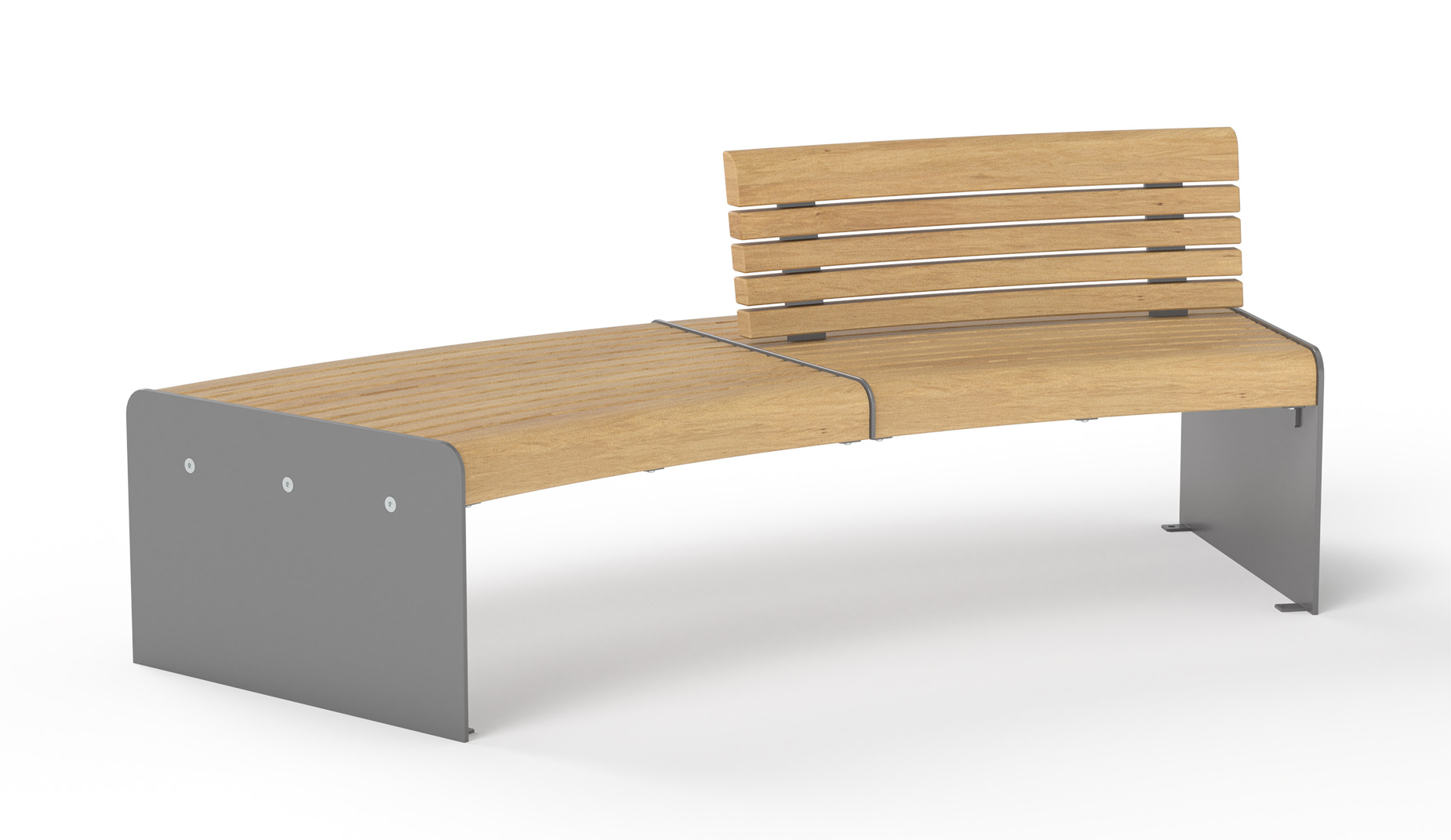 Ilford Curved seat in hardwood Factory Furniture