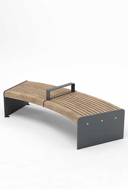 Ilford Curved bench in hardwood Factory Furniture