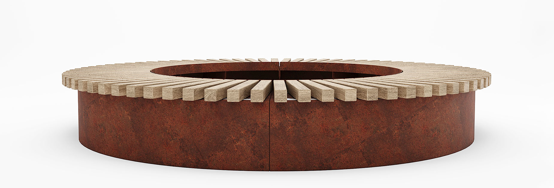CUBIT Round Planter Bench in hardwood Factory Furniture