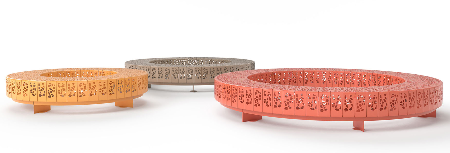 Osso Radial bench in steel Factory Furniture