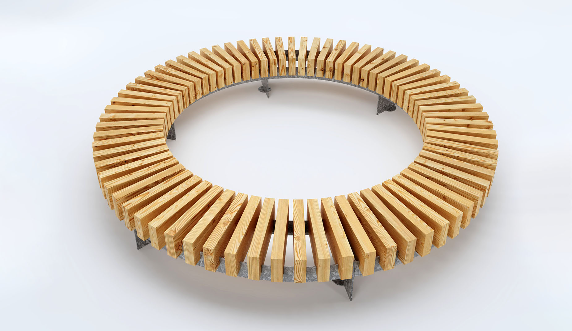 Quay Radial bench in hardwood Factory Furniture