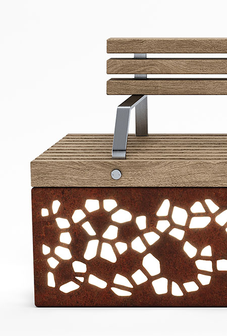 SOCA Illuminated seat in hardwood Factory Furniture