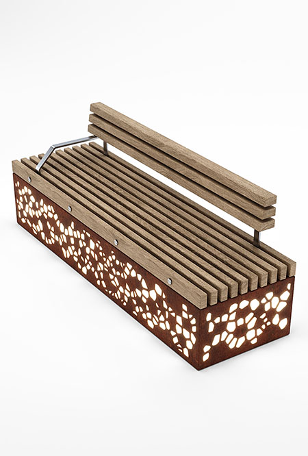 SOCA Illuminated seat in hardwood Factory Furniture