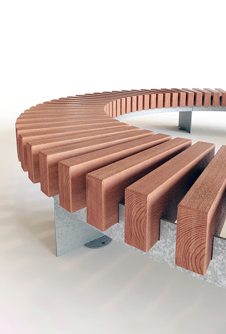 Quay Radial bench in hardwood Factory Furniture