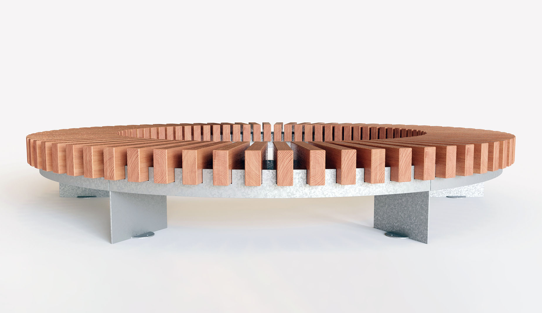 Quay Radial bench in hardwood Factory Furniture