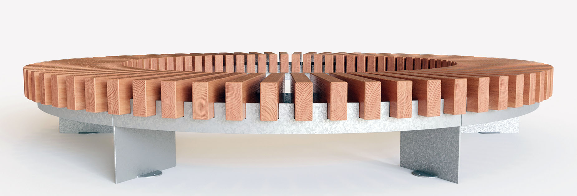 Quay Radial bench in hardwood Factory Furniture