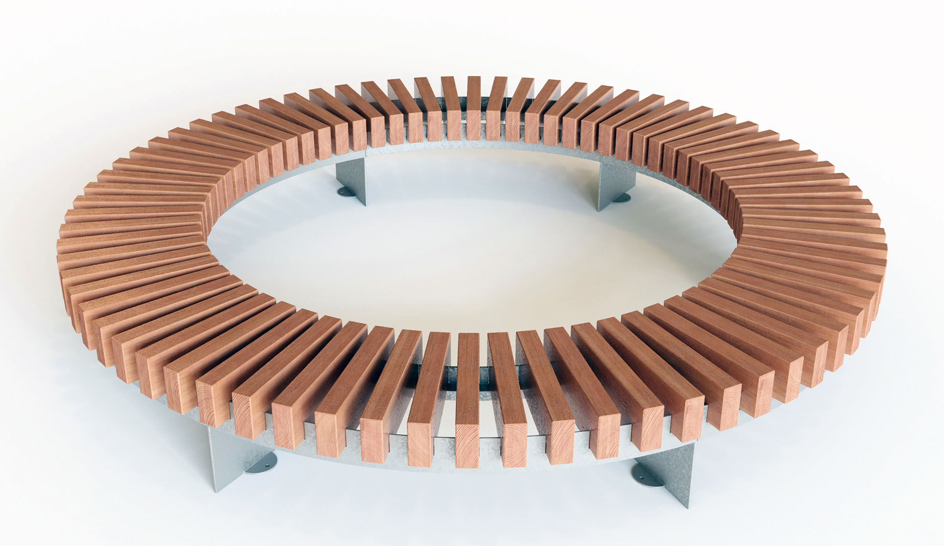 Quay Radial bench in hardwood Factory Furniture