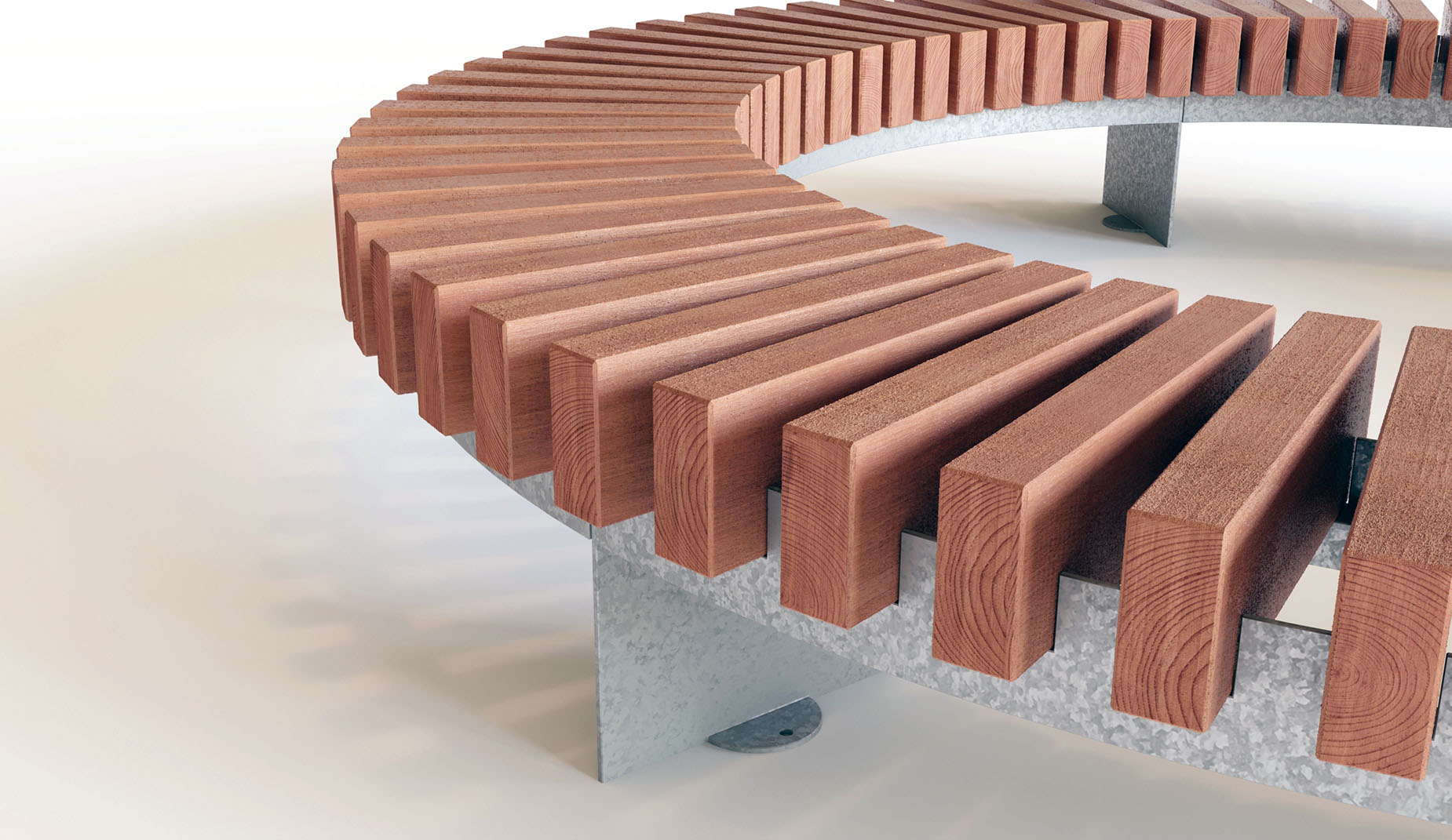 Quay Radial bench in hardwood Factory Furniture