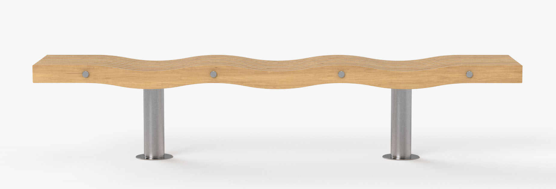 Serpentine bench in hardwood Factory Furniture