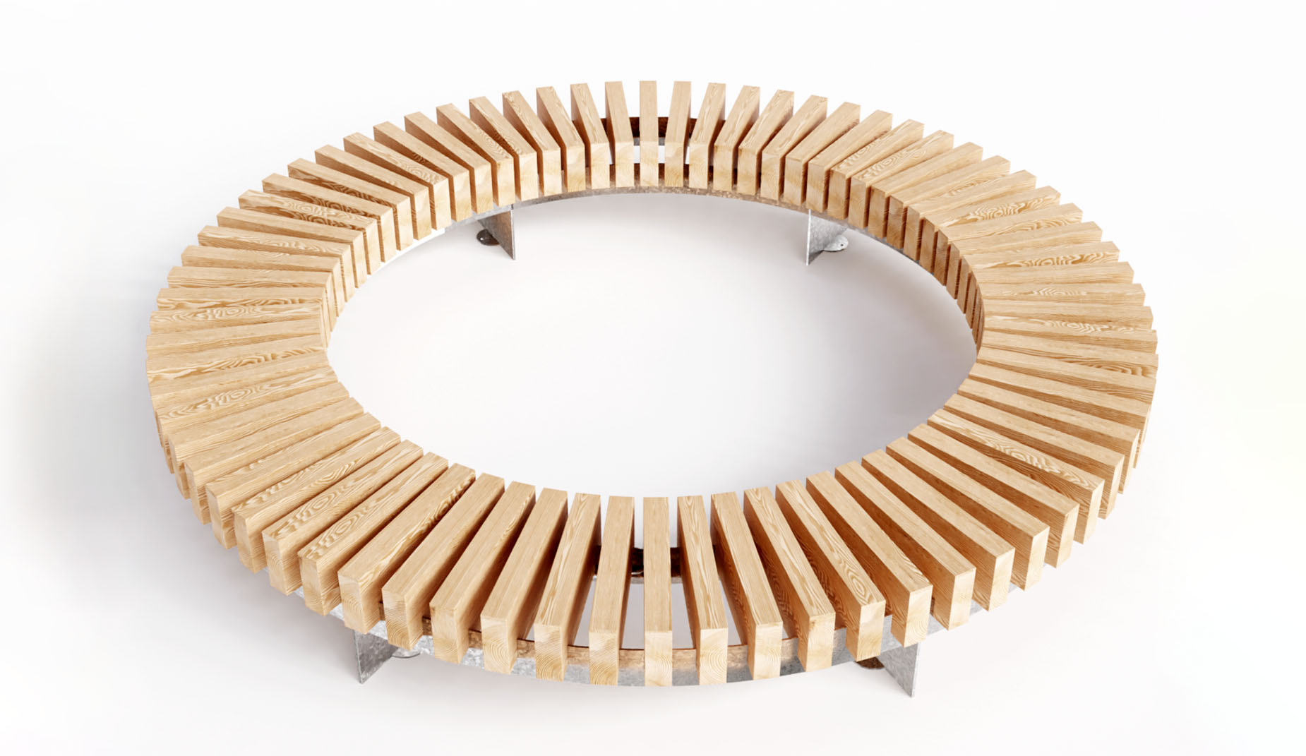 Quay Radial bench in hardwood Factory Furniture