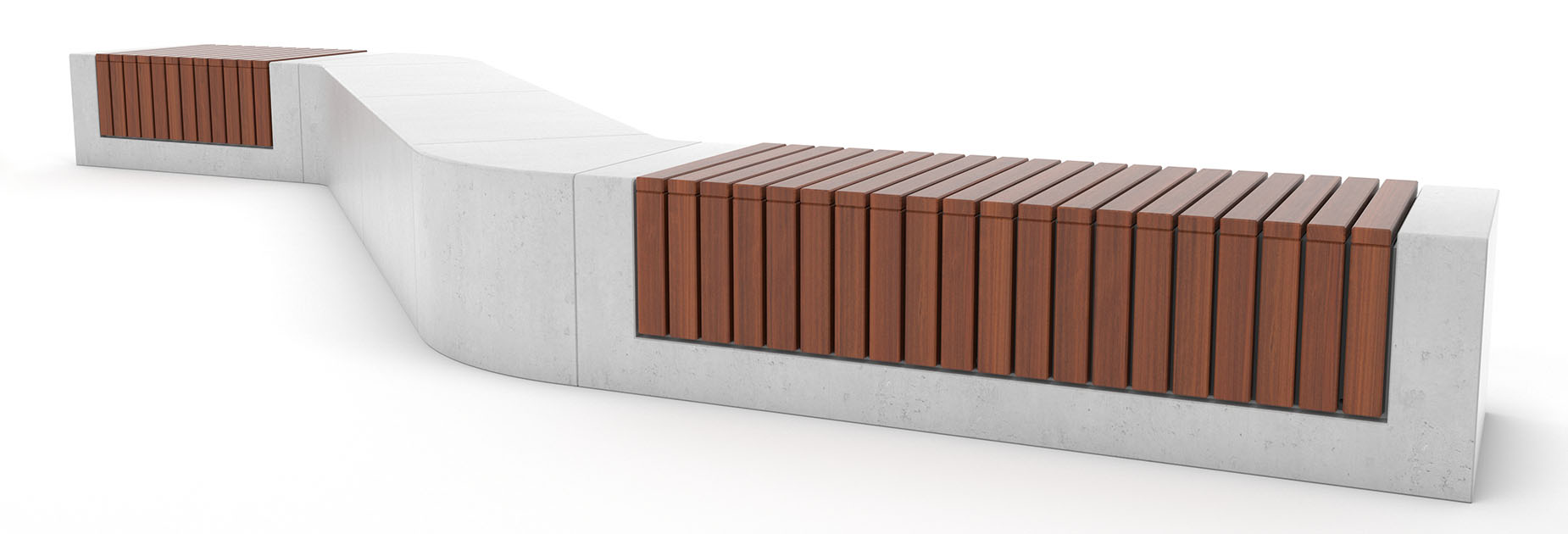 RAKT concrete bench in hardwood Factory Furniture