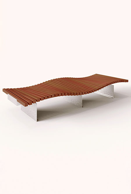 Ribbon Twist bench in hardwood Factory Furniture