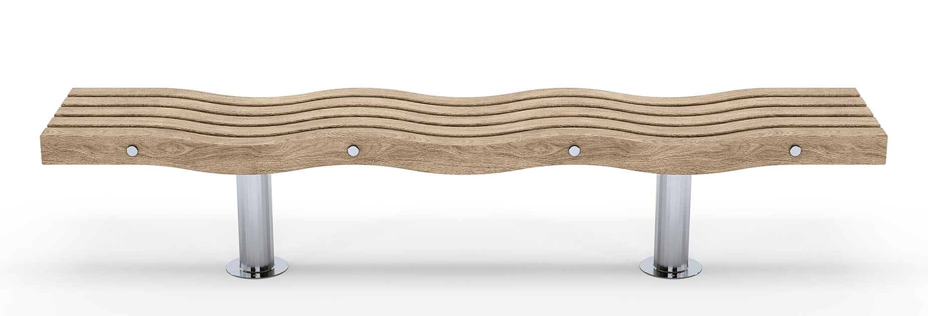 SERPENTINE Five Slat Bench in hardwood Factory Furniture